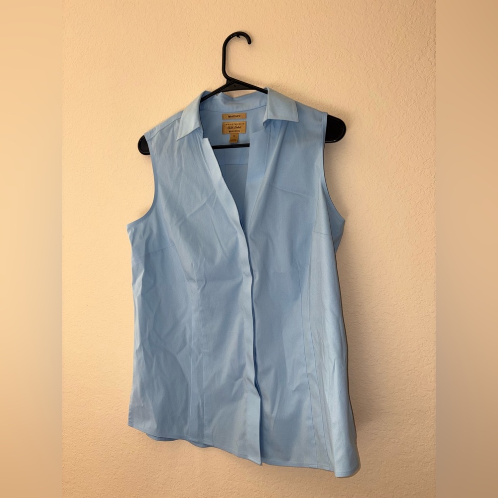 Investments Light Blue Sleeveless Blouse